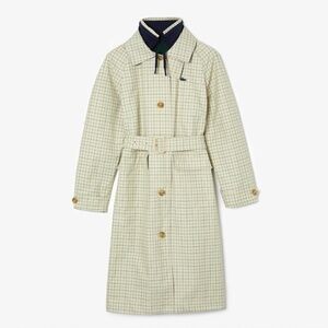 Lacoste Heritage Checkered Trench Coat - Cream and Green
